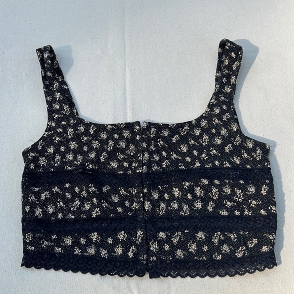 Free People Black flower Printed Crop top